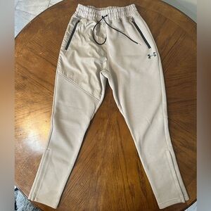 Under Armour Men's Beige Joggers with Black Accents